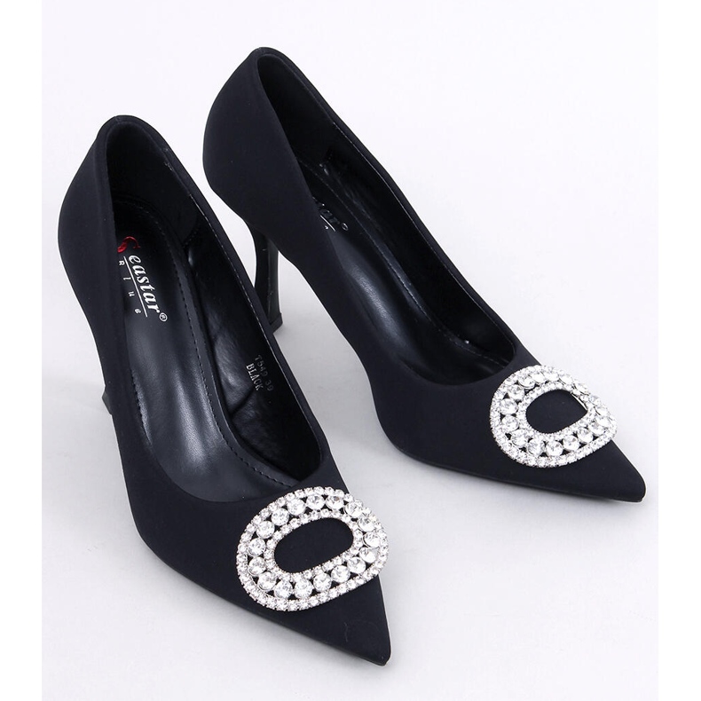 Apriatis Black evening heels with cubic zirconia 1