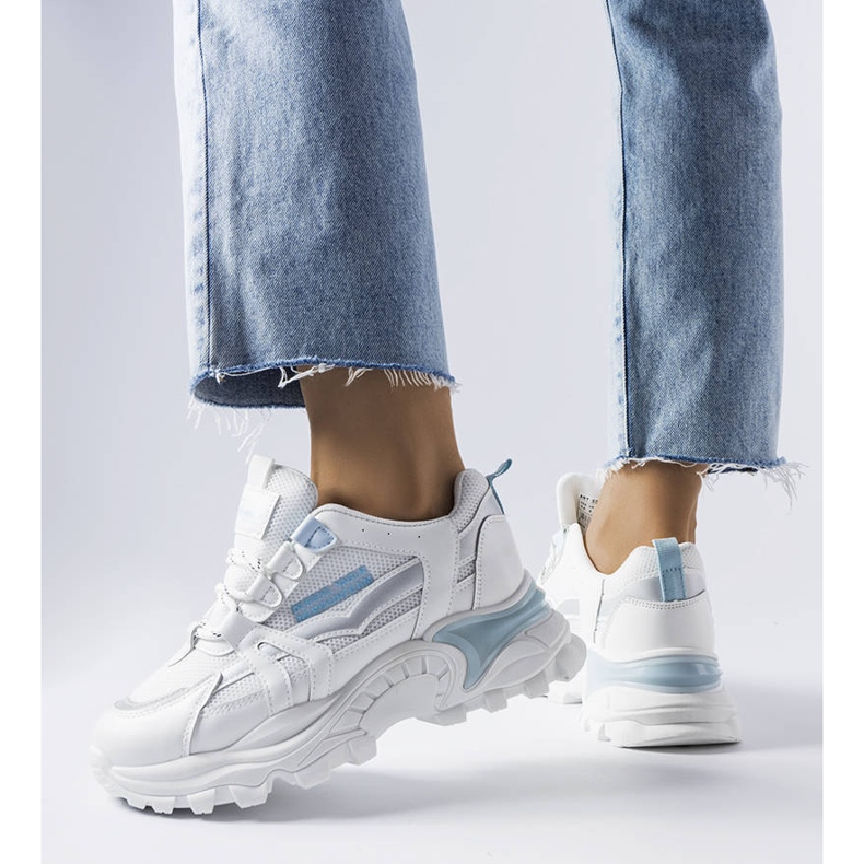 Blue sneakers with neon Opal inserts 1