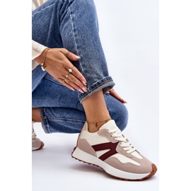 Beige and Burgundy Chloette Women's Sports Shoes 1