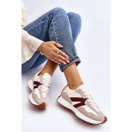 Beige and Burgundy Chloette Women's Sports Shoes 2