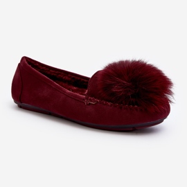 Women's Moccasins with Fur, Burgundy Novas red 1 Women's Moccasins with Fur, Burgundy Novas red 1