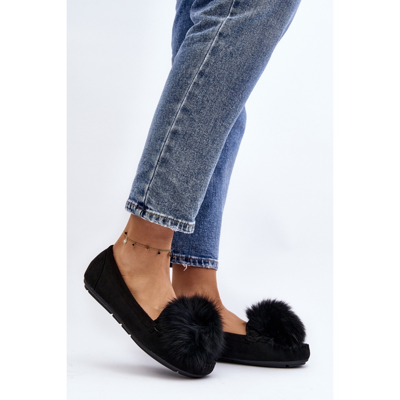 Women's Moccasins With Fur Black Novas 2