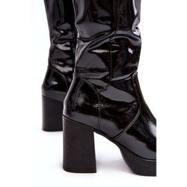 Diamantique Women's Patent High Heel Boots Black Efatina 4