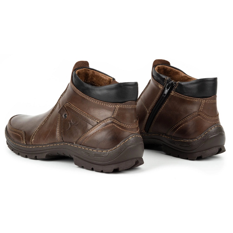 Olivier Men's winter leather boots 352MP dark brown 4