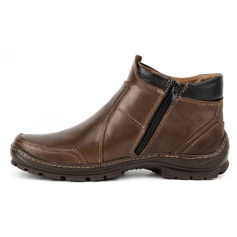 Olivier Men's winter leather boots 352MP dark brown 1