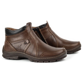 Olivier Men's winter leather boots 352MP dark brown 2