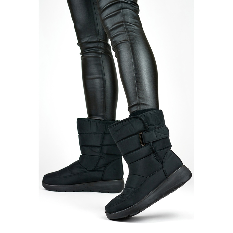 Comfortable snow boots, winter boots, quilted ankle boots, insulated with Velcro black 2