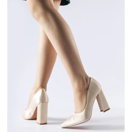 Beige satin high-heeled pumps from Gonzalez 1