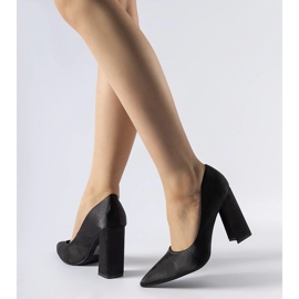 Black satin high-heeled pumps from Gonzalez 1