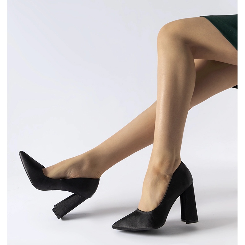 Black satin high-heeled pumps from Gonzalez 2
