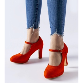 Orange high-heeled shoes with Serri fastening 1