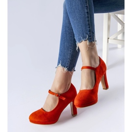 Orange high-heeled shoes with Serri fastening 2