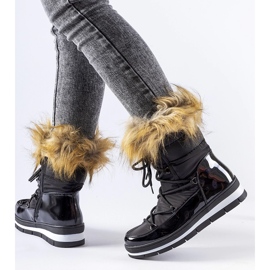 Black patent snow boots with Bow fur 1