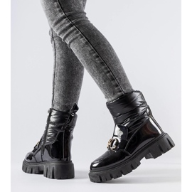 Black patent snow boots with Elijah buckle 1 Black patent snow boots with Elijah buckle 1