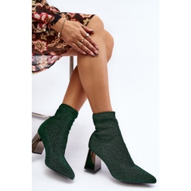 Shiny Green High Heel Ankle Boots Sognota 1