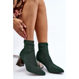 Shiny Green High Heel Ankle Boots Sognota 2