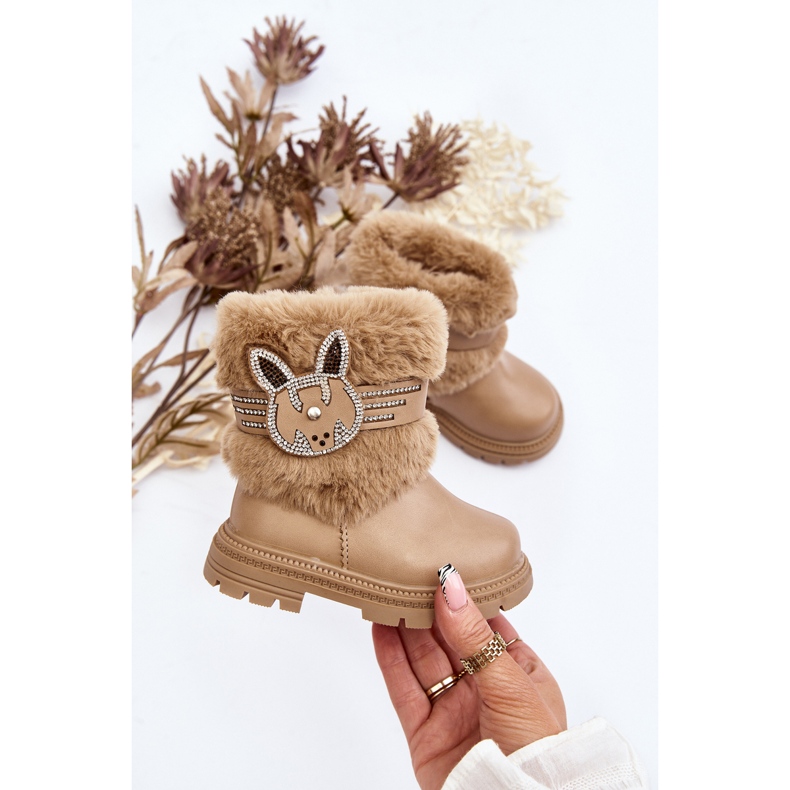 Beige Lunami Children's Snow Boots with Fur 2