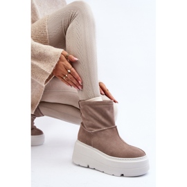 Leather Women's Ankle Boots on a Massive Sole Beige Zazoo 3424 1