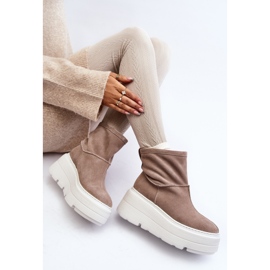 Leather Women's Ankle Boots on a Massive Sole Beige Zazoo 3424 2
