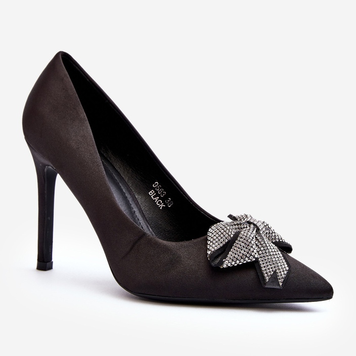 Black Fairine high heels with a bow 2