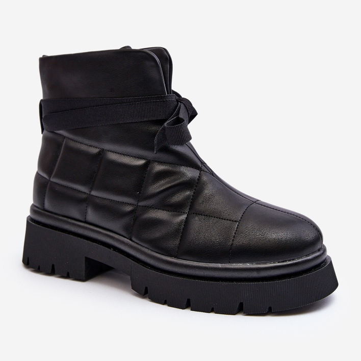 Women's Ankle Boots With Quilting And Lacing Black Bizzanti 1