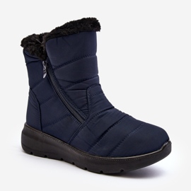 Women's Snow Boots With Zipper With Fur, Navy Blue Zeuna 1