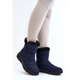 Women's Snow Boots With Zipper With Fur, Navy Blue Zeuna 2