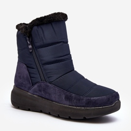 Women's Snow Boots With Fur, Navy Blue Primose 1