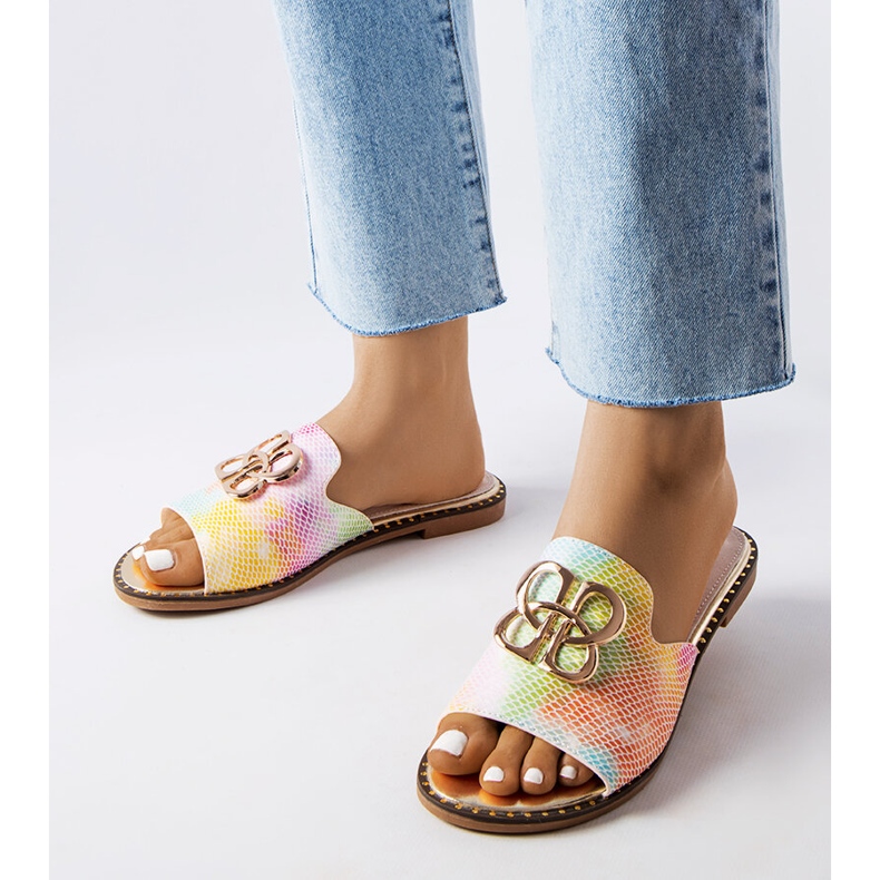 Goodin Lea rainbow buckle slides multicolored 1