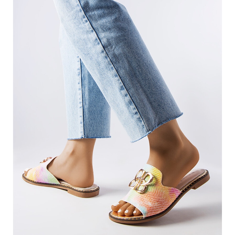 Goodin Lea rainbow buckle slides multicolored 2