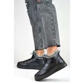 Comfortable short snow boots, winter boots with fur black 1