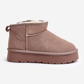 Fashionable Khaki Nucca Suede Low Snow Boots beige 1