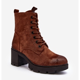 Women's Lace-up Boots on High Heel Brown Lunielle 2
