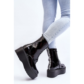 Women's Patent Leather Boots with a Thick Sole Black Movana 1 Women's Patent Leather Boots with a Thick Sole Black Movana 1