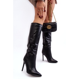 Super Mode Women's High Heel Boots Animal Pattern Black Mambra 3 Super Mode Women's High Heel Boots Animal Pattern Black Mambra 3