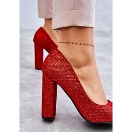 Shiny Glitter Red High Heel Pumps 3