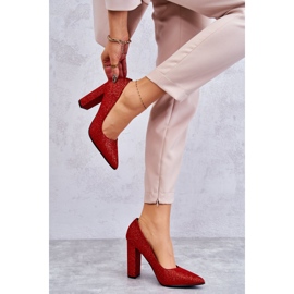 Shiny Glitter Red High Heel Pumps 2