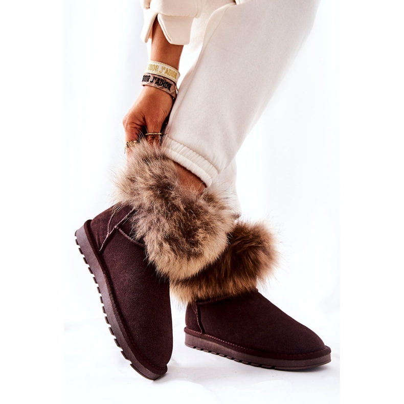 Women's Leather Mukluks With Fur, Brown 4