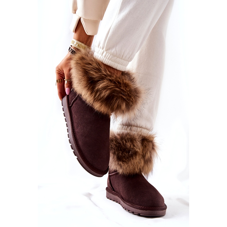 Women's Leather Mukluks With Fur, Brown 5