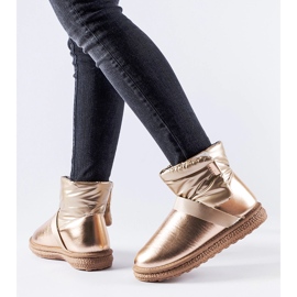 Brown shiny short snow boots from Delaune 1