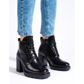 W. Potocki Potocki black women's high-heeled ankle boots 1 W. Potocki Potocki black women's high-heeled ankle boots 1