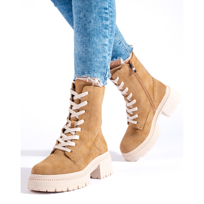 W. Potocki Potocki camel lace-up ankle boots brown 1