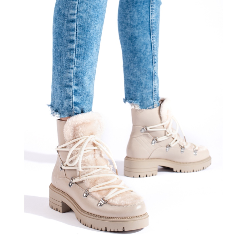 W. Potocki Beige women's snow boots with fur Potocki 1