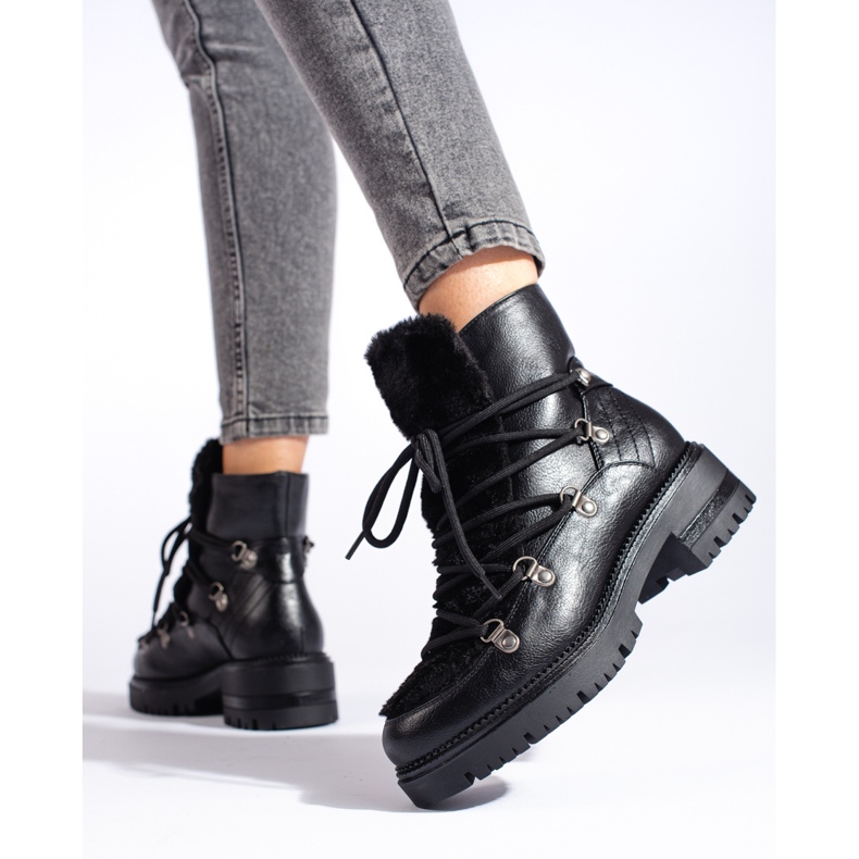 W. Potocki Black women's snow boots with fur from Potocki 2