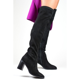 Women's over-the-knee high-heeled boots black 1