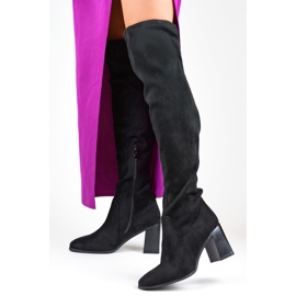 Women's over-the-knee high-heeled boots black 2