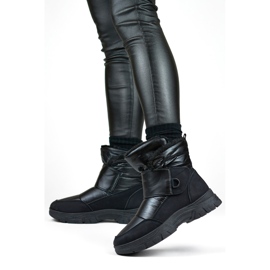 Black snow boots with Velcro, insulated boots for winter 1