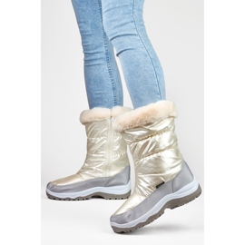 Women's high white snow boots with fur 1