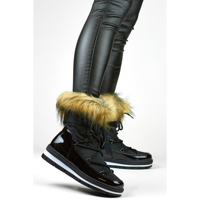 Women's high winter snow boots with fur black 2