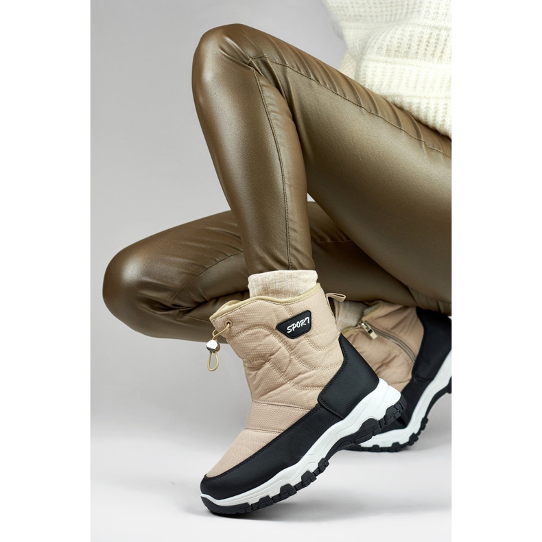 Youth snow boots with a drawstring, high winter boots beige 1